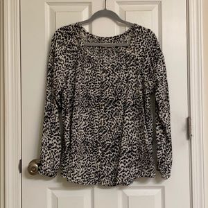 Faded Glory Black & White Zebra Print V-neck Long Sleeve Rayon Top Size 20